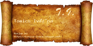 Tomics Ivána névjegykártya